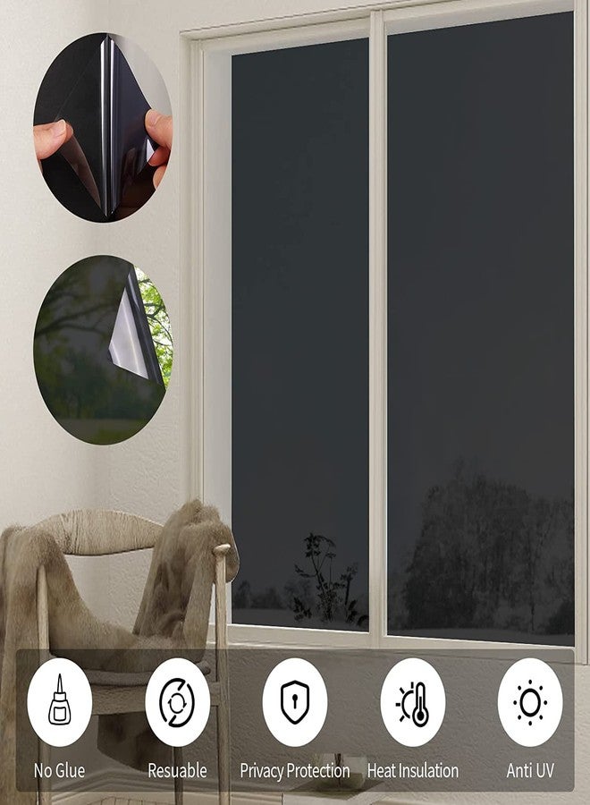 ERATO Anti UV Reflective Window Film Static Cling Window Glass Film Sun Control Film (50cm x 80inch, Black Window Film) - Image 2